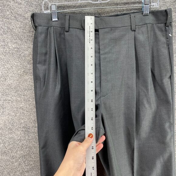 Giorgio DePaoli Dress Pants Men 34*30 Gray High Rise Pleated Straight Cuffed - Picture 6 of 10